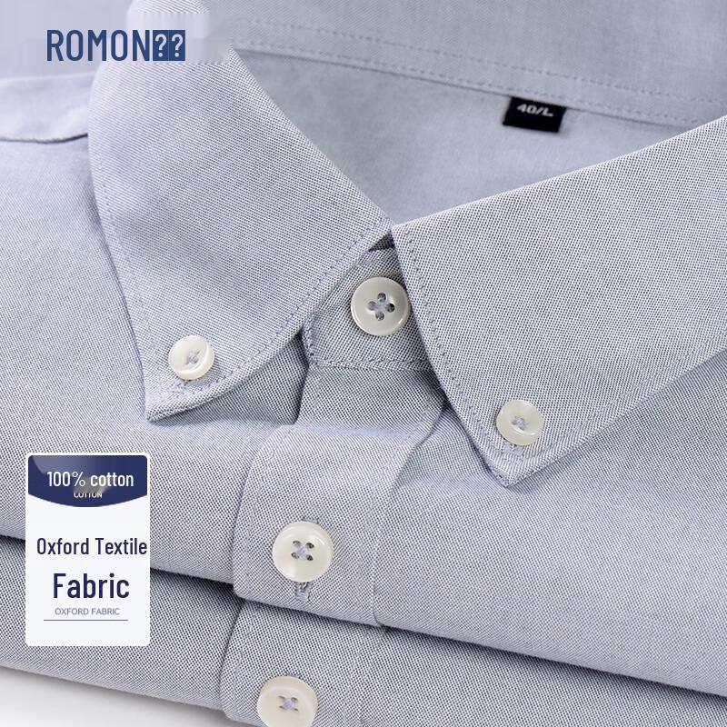 

ROMON Men s Pure Cotton Oxford Long-Sleeve Wrinkle-Resistant Shirt 42