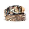Ethnic Style Graffiti Belt, Genuine Leather Pure Cowhide Personalized Printed Belt Design