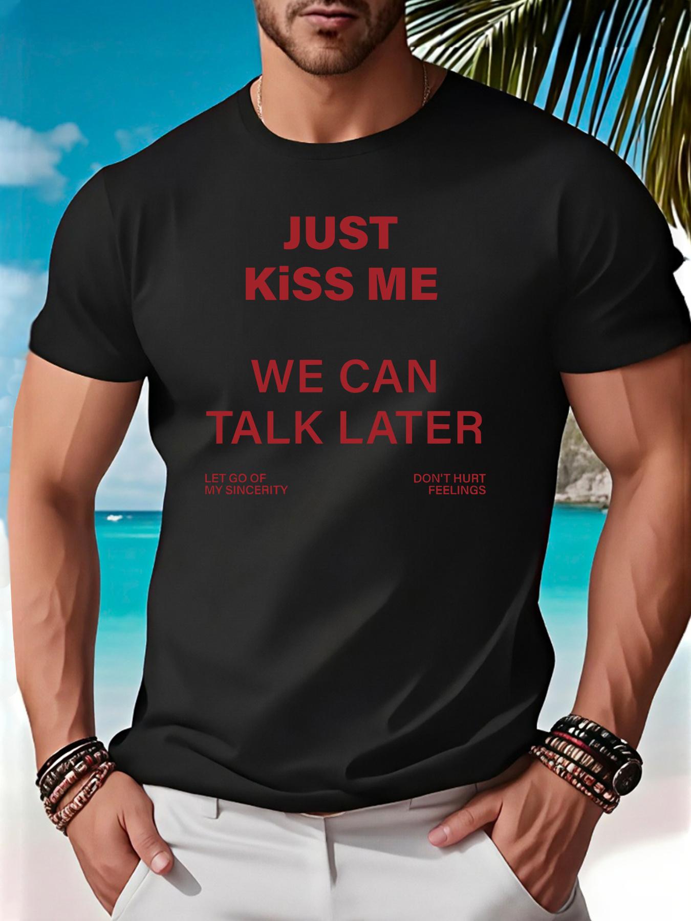 Men s Retro Red Eye-catching Letter Print T-shirt XL