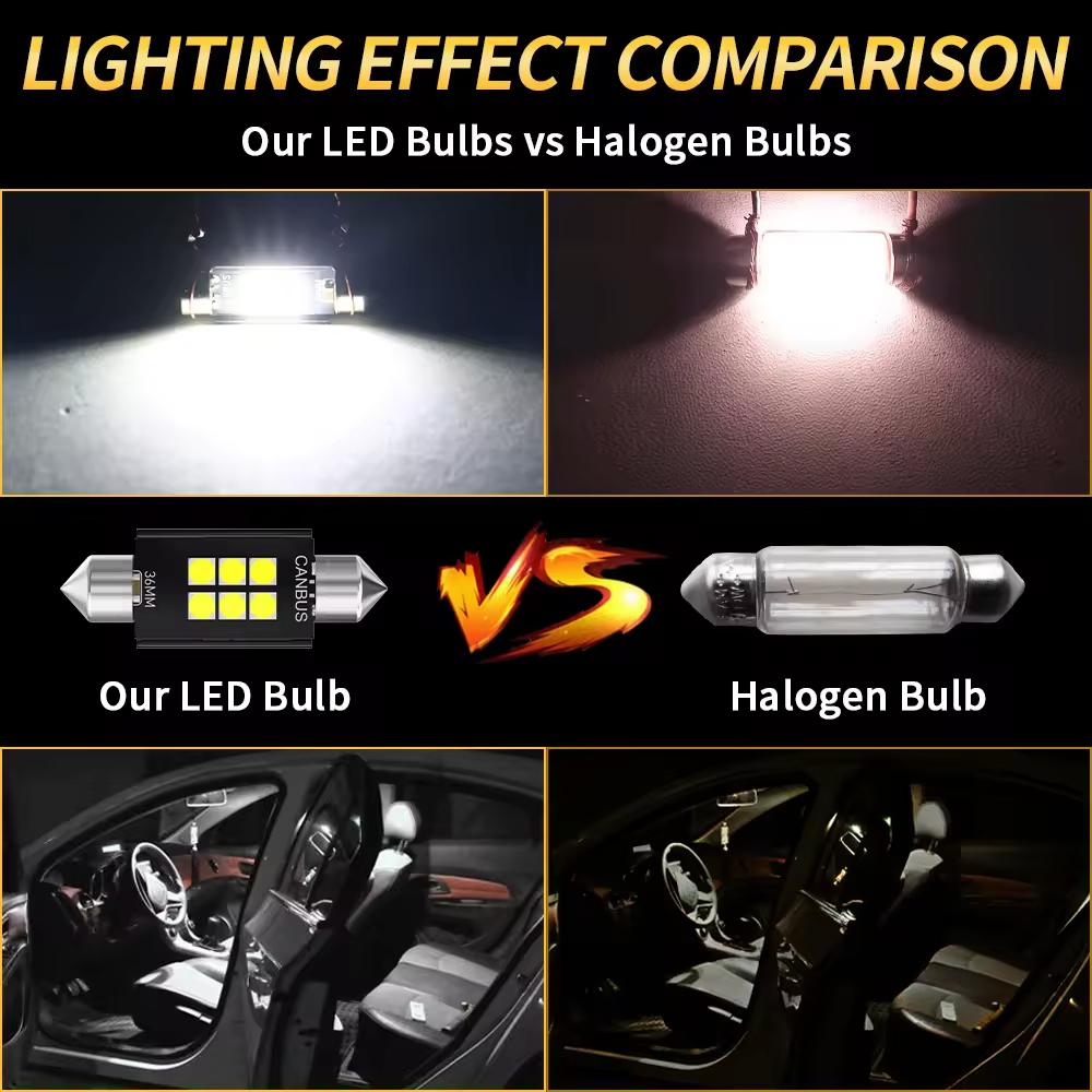2/10 SZTUK 31/36/39/41 MM C5W Festoon Żarówka LED Canbus 30306SMD 6500K 600LM Biała Oświetlenie Wnętrza Samochodu Kopuła Mapy Bagażnik Tablica Rejestracyjna