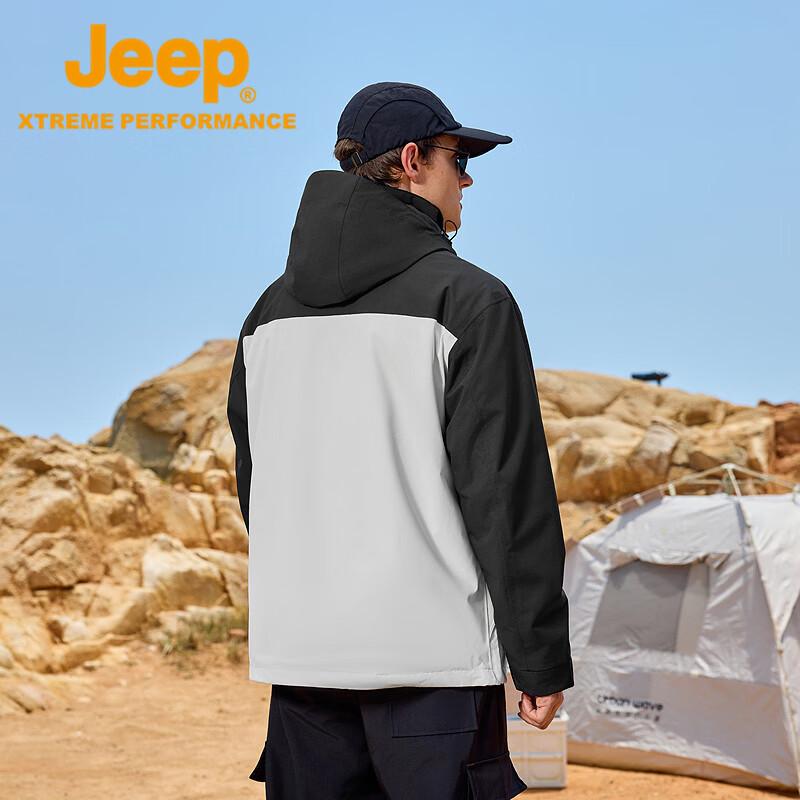 JEEP Men's 3-in-1 Outdoor Windproof Waterproof Jacket with Fleece Liner
