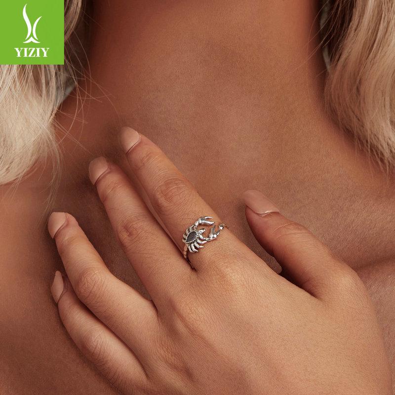 Yin Ziyun Retro Scorpion Open Ring: Unique 925 Sterling Silver Insect Bracelet