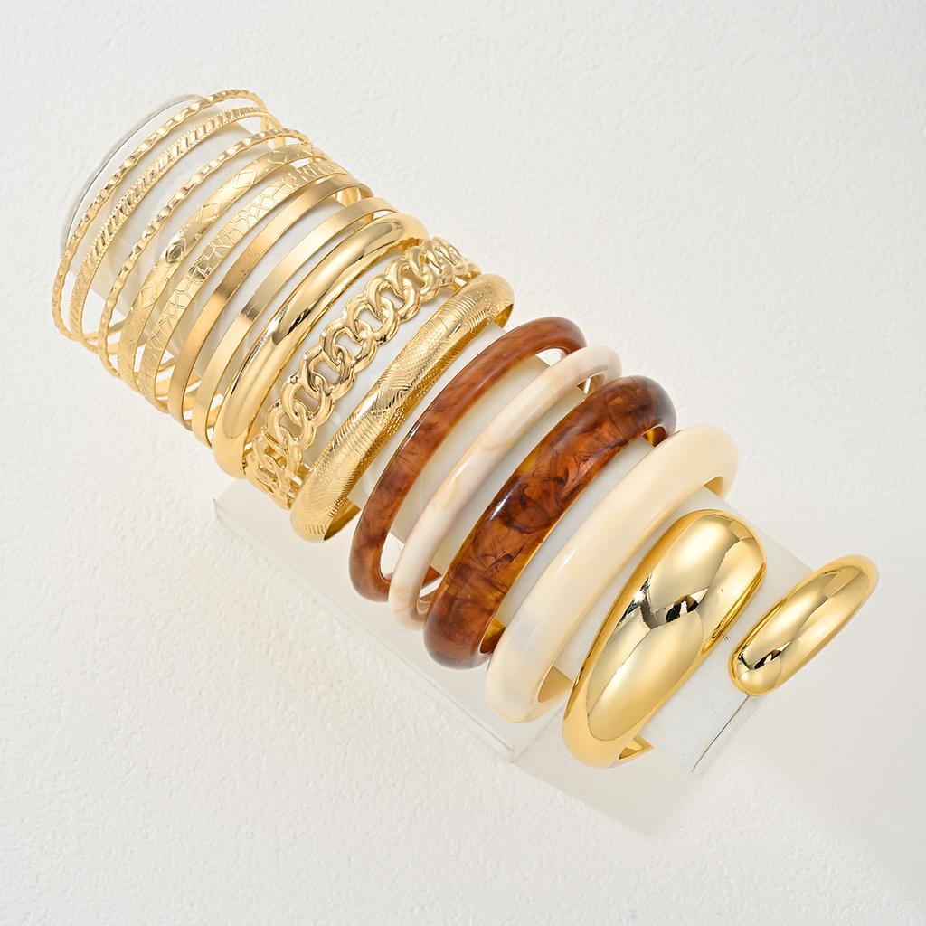 15pcs Punk Multilayer Bracelets Set For Women Elegant Delicate Twist Sparkling Adjustable Bangles Bracelets Jewelry Couples Gift