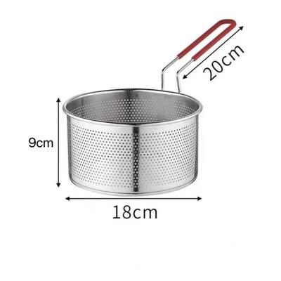 Wutuo 304 Stainless Steel 18cm Round Frying Baskets with Fixed Silicone Handle (Set of 2)