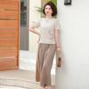 Mom's 2026 Summer Set: Short-Sleeve T-Shirt & Wide-Leg Pants for Middle-Aged and Elderly Women