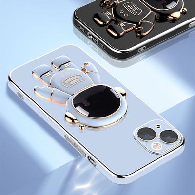 Coque de téléphone 3D Astronaute Placage Chic de Luxe Pour iPhone 15 14 13 12 11 Xs Pro Max Mini X 8 7 Plus SE Support Portable Support Housse