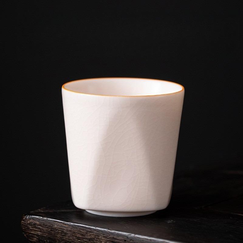 160ml Boutique Jade Grease Ru Porcelain Prism Cup Ru Kiln Master Cup Handmade Ceramic Household Kung Fu Teaset Tea Ceremony Gift