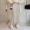 Women Maxi Skirt Elastic High Waist Hip Wrapped Long Skirt Solid Color Casual Knitting Skirt Daily Wear