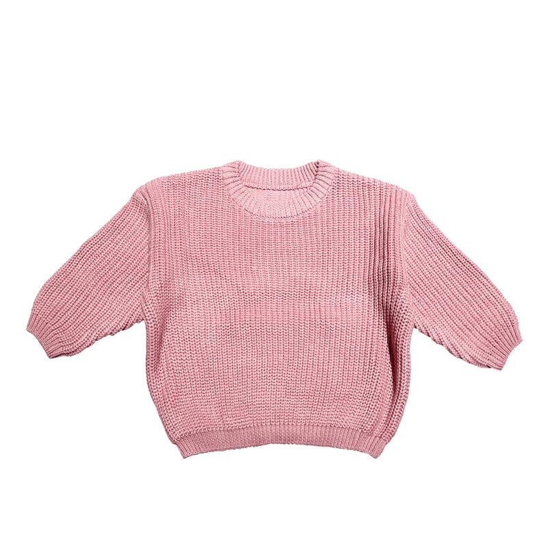 Hot Selling Girls' Solid Color Knit Pullover Sweater