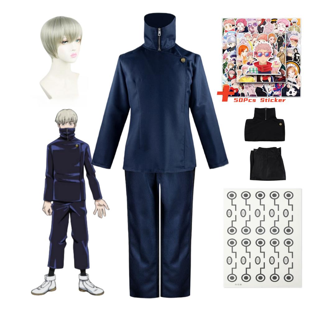 Anime Jujutsu Kaisen Cosplay Toge Inumaki Cosplay Kostym Tatuering Klistermärke Peruk Kostymer Halloween Julfest Kläder För Kvinnor