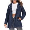Women Hooded Waterproof Zipper Mid-length Windproof Waterproof Raincoat Jacket