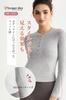 [MORGEN SKY] Women's Yoga Wear Long Sleeve Top Shirt Ribbed Henley Neck Slim Fit Stretch Sweat-wicking Quick-drying Breathable Stylish Pullover CX5021