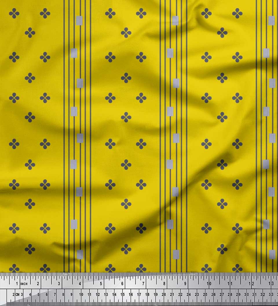 

Soimoi Orange Japan Crepe Satin Fabric Pannahazar Jamdani Print Тканина на метр 42 дюйма 42 Inch Wide - Poly Crepe жовтий