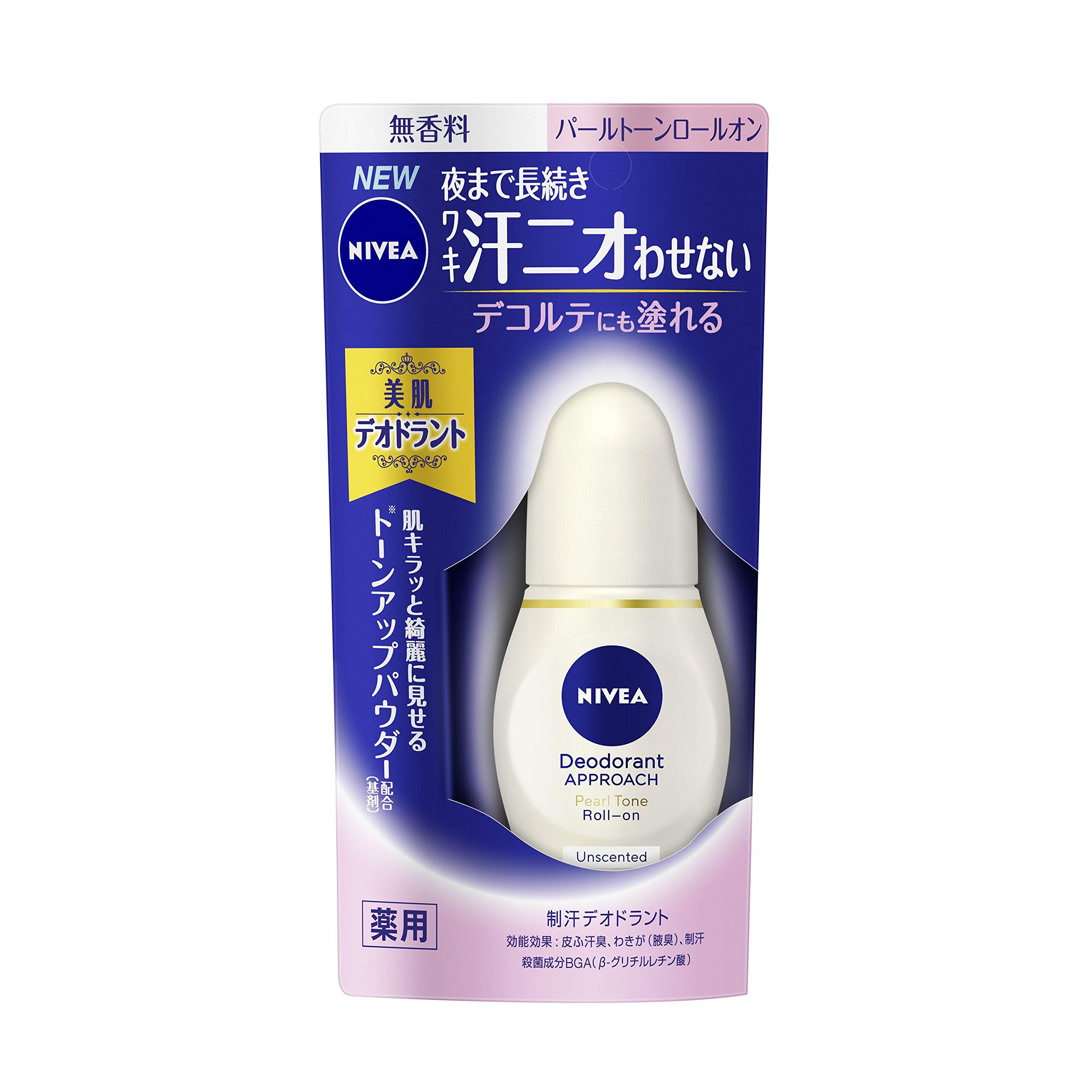 

Nivea Deodorant Pearltone 40ml Lasts until prevents underarm sweat odor Contains powder type Roll-on Fragrance-free [Quasi-drug] night, - tone-up