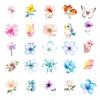 50 Watercolor Wind Flowers Mix And Match Graffiti Stickers Flowers Xiaoqing Diy Tie Rod Luggage Skateboard Stickers