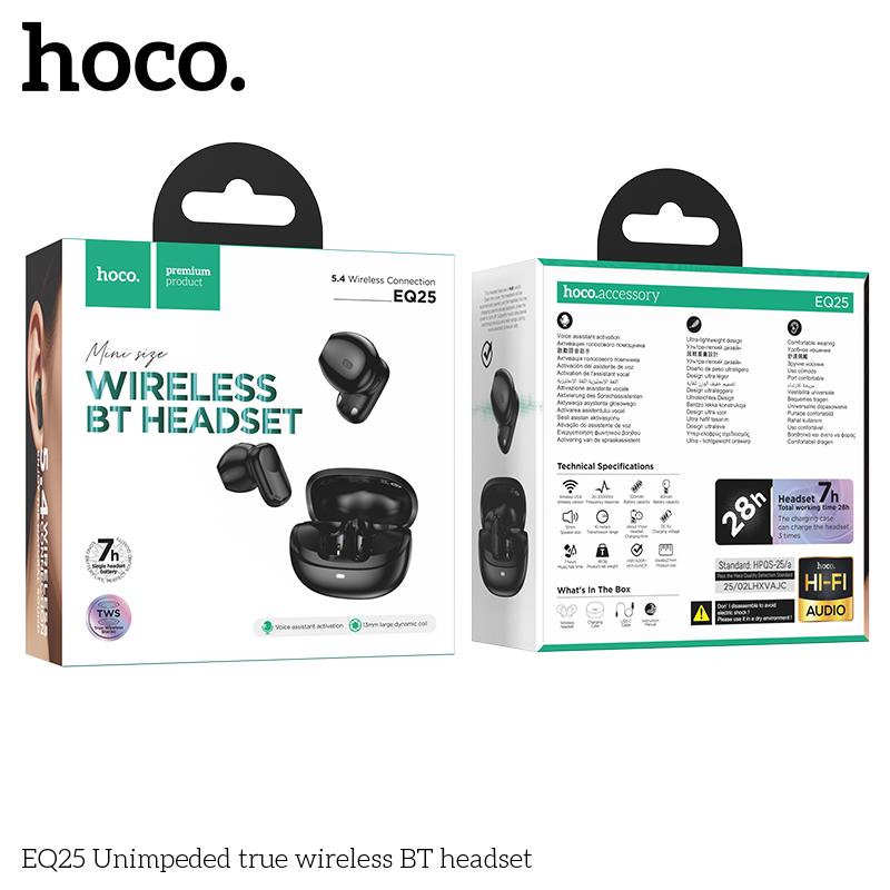 Hoco EQ25 Kabellose Ohrhörer: Bluetooth 5.4 Geringe Latenz 7H Spielzeit Touch-Steuerung Kopfhörer