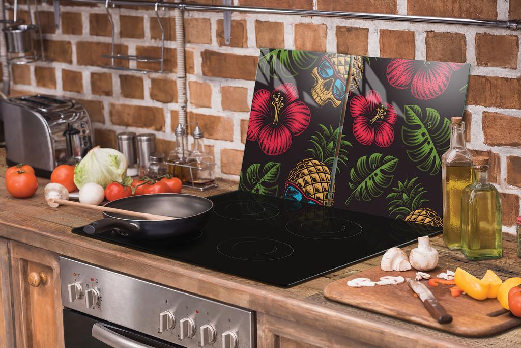 SZKLANA PŁYTA OCHRONNA NA KUCHENKĘ 90x52 ANANAS