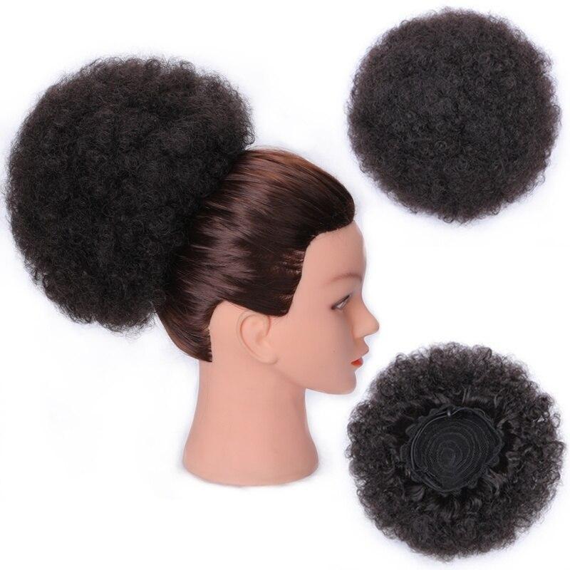 Women Kinky Curly Hair Wig Synthetic Fiber Curly Short Afro Drawstring Puff Ponytail Hair Extensions Party Time Daily Use