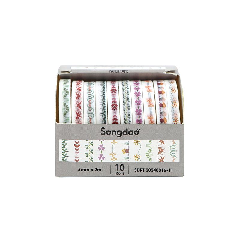 10 Role Slim Basic Bandă Washi Consumabile Scrapbooking Set Bandă Washi Curcubeu Bandă Adezivă Decorativă Jurnal Jurnal Benzi Washi