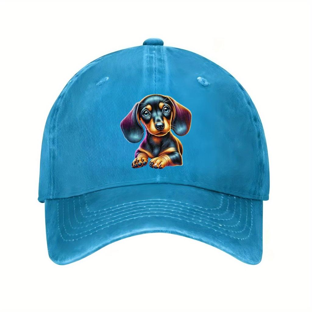 Dachshund Puppy Art Baseball Cap Polyester Adjustable Casual Hat for Dog Lovers Outdoor Sun Protection