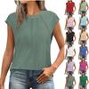Women Loose Round Neck Solid Color Cutout Short Sleeve Commute T Shirt