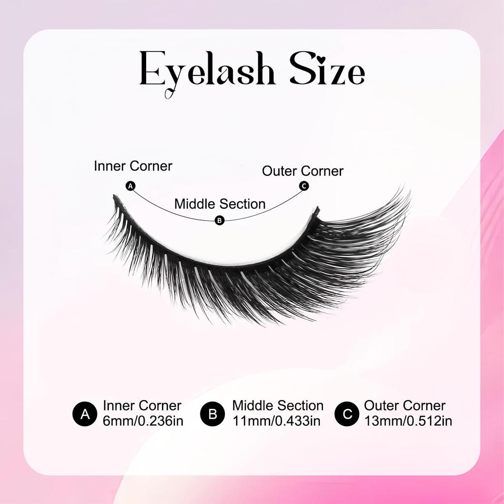 TecoKart® 14-Pair Natural Cat-Eye False Eyelashes for Women - Lightweight, Comfortable & Easy to Apply | Cat-Eye Effect | Feather-Light | All-Day C