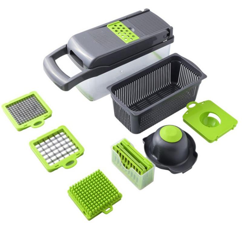 14 In 1 Kitchen Vegetable Peeler Food Cutter Salad Fruit Slicer Dicer Green Color Vegetable Chopper Fast Cooking Tools