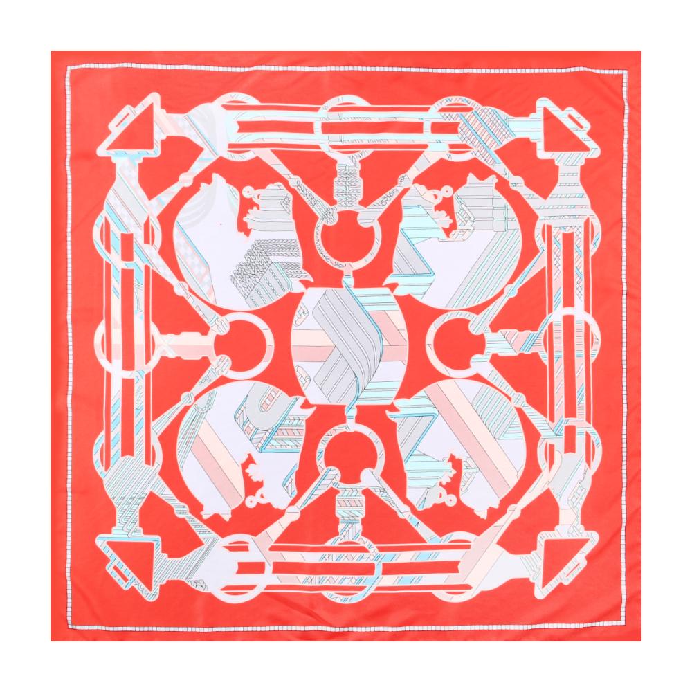 Manual Hand Rolled Twill Silk Scarf Women Horse Print Square Scarves Wraps Echarpes Curled Foulards Femme Bandana Hijabs 90CM