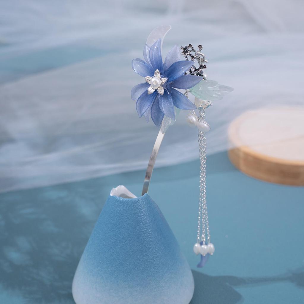Ming Dynasty-Inspired Retro Floral Tassel Hairpin - High-End Hanfu Hair Accessory