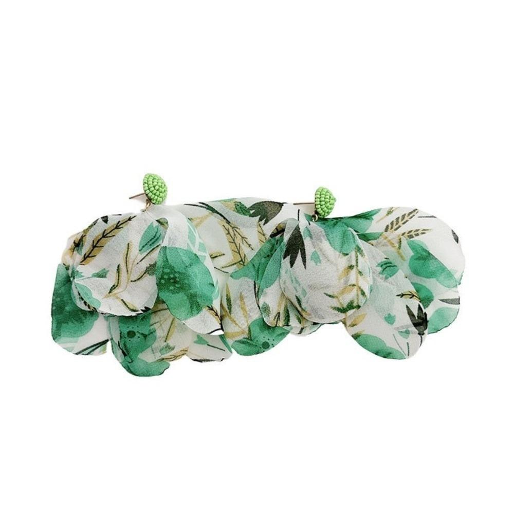 

Multicolor Fabric Flower Earrings Bohemian Style Exaggerated Earrings Pendant Drop Earrings Gift светло-зеленый