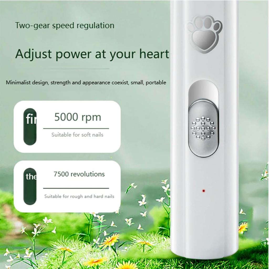 2-Speed 3-Mode Portable Electric Pet Nail Grinder, USB Rechargeable Cat Dog Claw Trimmer for Small Medium Large Pets