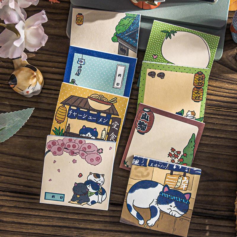 50pcs Japanese Cat-Themed Sticky Notes Cute And Practical Portable Notepads