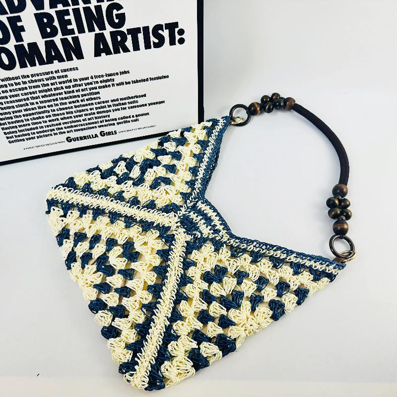 Versatile Holiday Woven Straw Bag - Women's Crochet Shoulder & Beach Tote