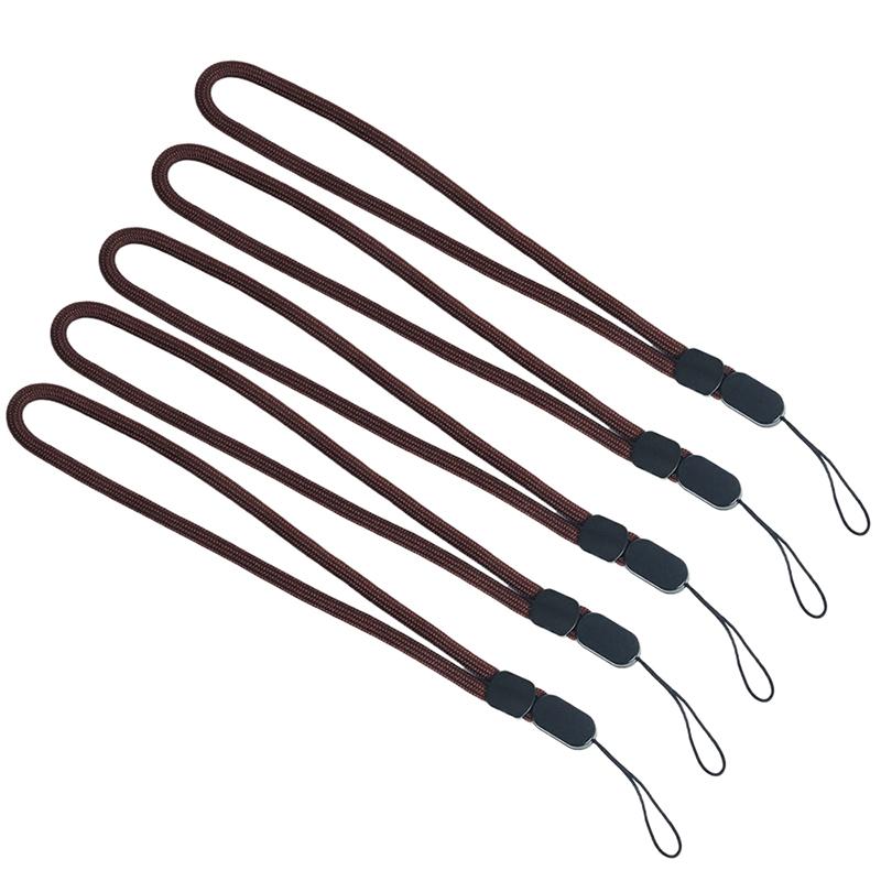 

5 шт. Регульований ремінь для мобільного телефону на руку, на зап’ястя, ремінь для шнурка для телефону, USB-флеш-накопичувачі, брелоки, тримачі для ключів від автомобіля коричневий