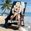Personalisierter Marilyn Monroe Strandtuch mit individuellem Namen, für Reise, Camping, Strandparty, Heimdekoration, Geburtstagsgeschenk für Familie & Freunde
