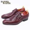 Fashion Luxury Genuine Leather Men's Oxford Shoes Burgundy Black Office Business Dress Loafers with Buckle Pointed Toe for Wedding
