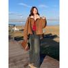 Women's Fashionable Petite Shearling Coat: Thickened, Reversible with Fur and Suede-Like Fabric, Short Anti-Suede Plush Top