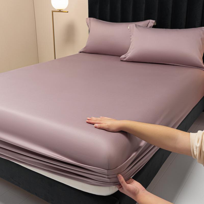 Neues Einzelbettlaken aus doppelsträngiger langstapeliger Baumwolle mit 100 Fäden, einfarbig, leichter Luxus-Matratzenschutzbezug