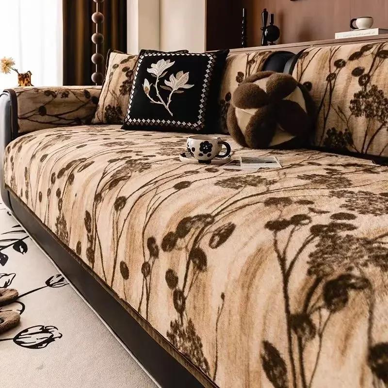 

Теплый и толстый короткий плюшевый чехол для дивана с шифрованием, флокированный чехол для дивана, подушки для дивана, противоскользящая ткань, которую можно стирать в стиральной машине 90x120