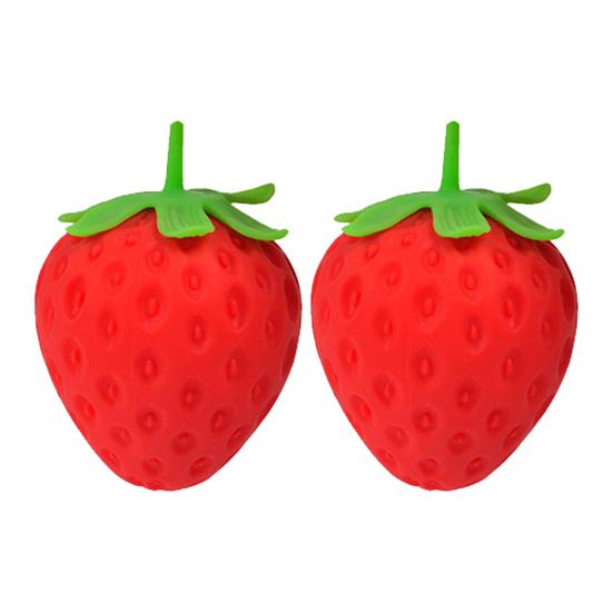 1/2/3/4Pcs Red Strawberry Stress Ball Realistic Mini Strawberry Squeeze Fidget Toy Stretchy TPR