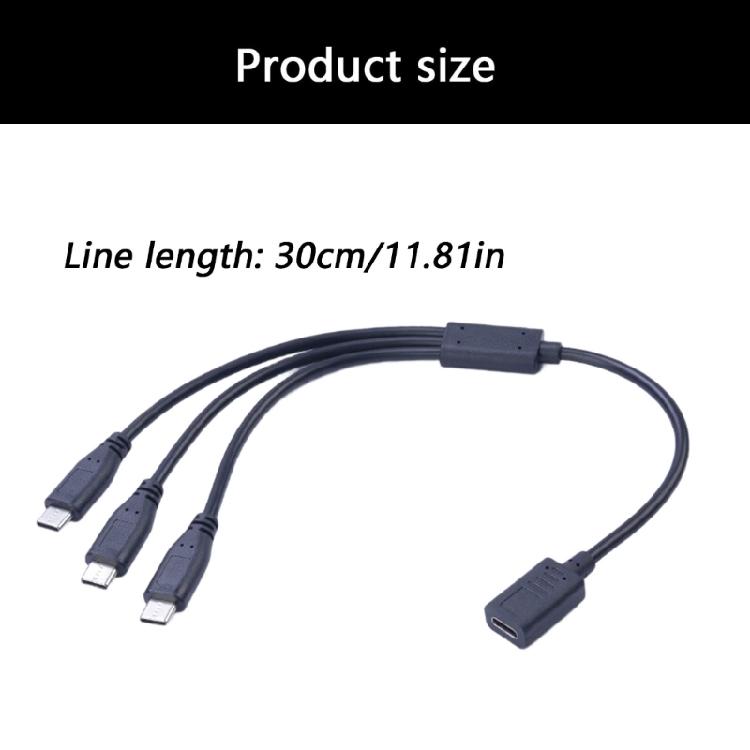 Type C Splitter Cable Type C 1 Female to 3 Male Converter Multiple Expander Cable Multiport Split Adapter for Smartphone