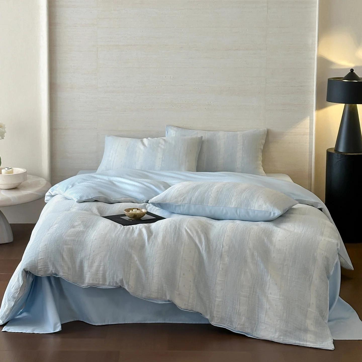 

100% Cotton Three-ply Gauze Duvet Cover Set with Sheets Soft Breathable Queen Bedding Setd Washed Quilt Cover and Pillowcases AU Single size 3 pcs