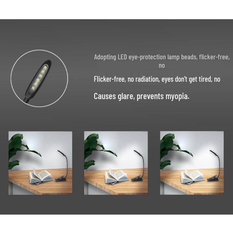 LED Eye Protection USB Clip-On Desk Lamp for Reading