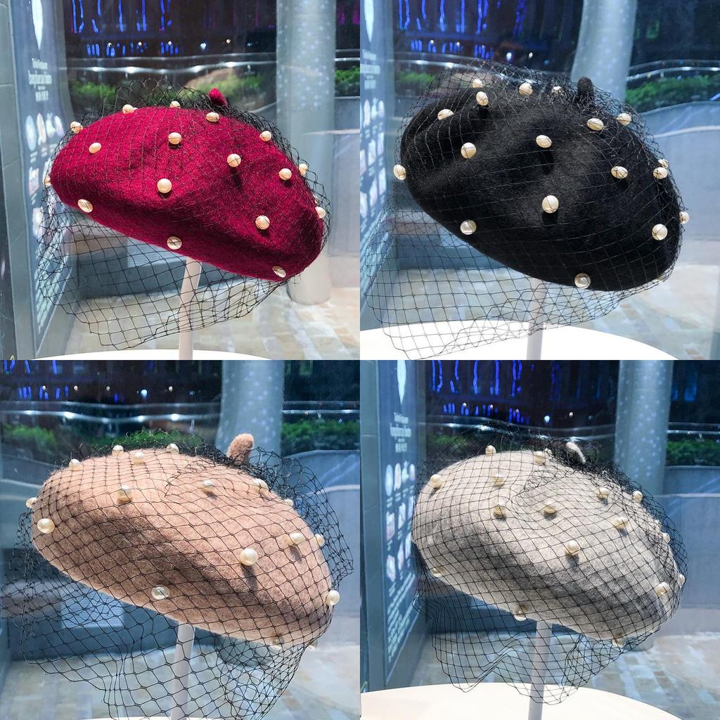 French Style Mesh Beret Hat For Women With Polyester Fabric And Fashionable Ol Look