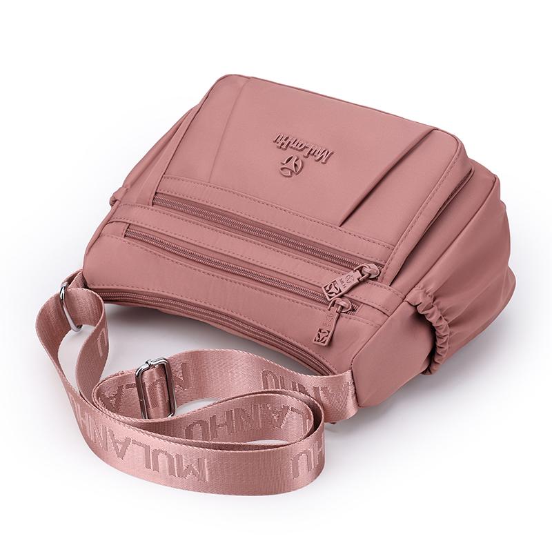 Leichte Nylon-Crossbody-Tasche mit mehreren Reißverschlussfächern, verstellbarer breiter Riemen, lässige Umhängetasche für Damen für den täglichen Gebrauch
