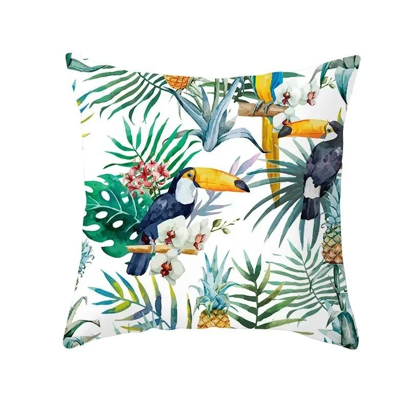 Summer Tropical Plants Summer Green Leaves Pillowcase Bedroom Living Room Sofa Decoration