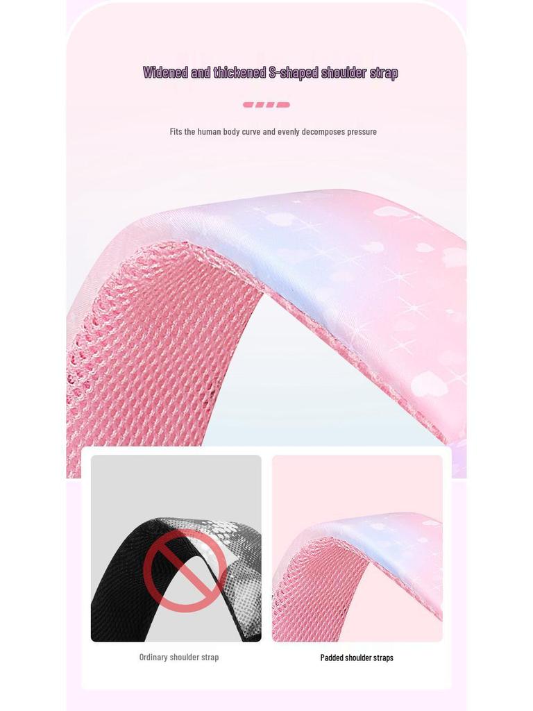 Primary School Rainbow Backpack for Girls - Cute, Large Capacity, Side-Opening