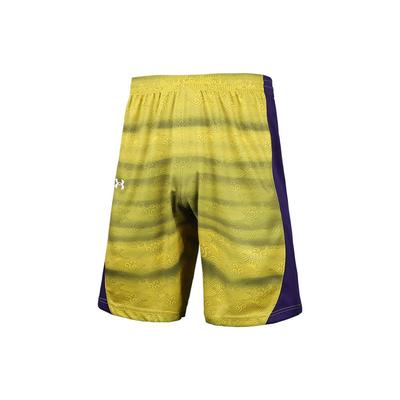 Contrast Panel Logo Print Basketball Knit Shorts Men Bottoms Yellow 22500203-790