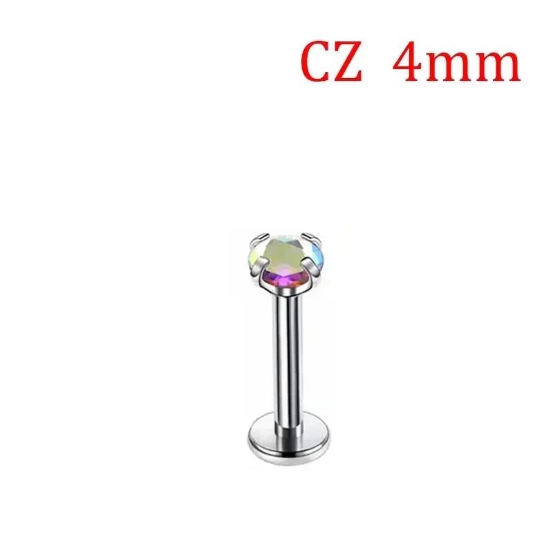 1 Stück G23 Titan Piercing CZ Stein Innen Gewinde Labret Monroe Lippenring Tragus Nagel Helix Ohrstecker 16G 18G Körperschmuck