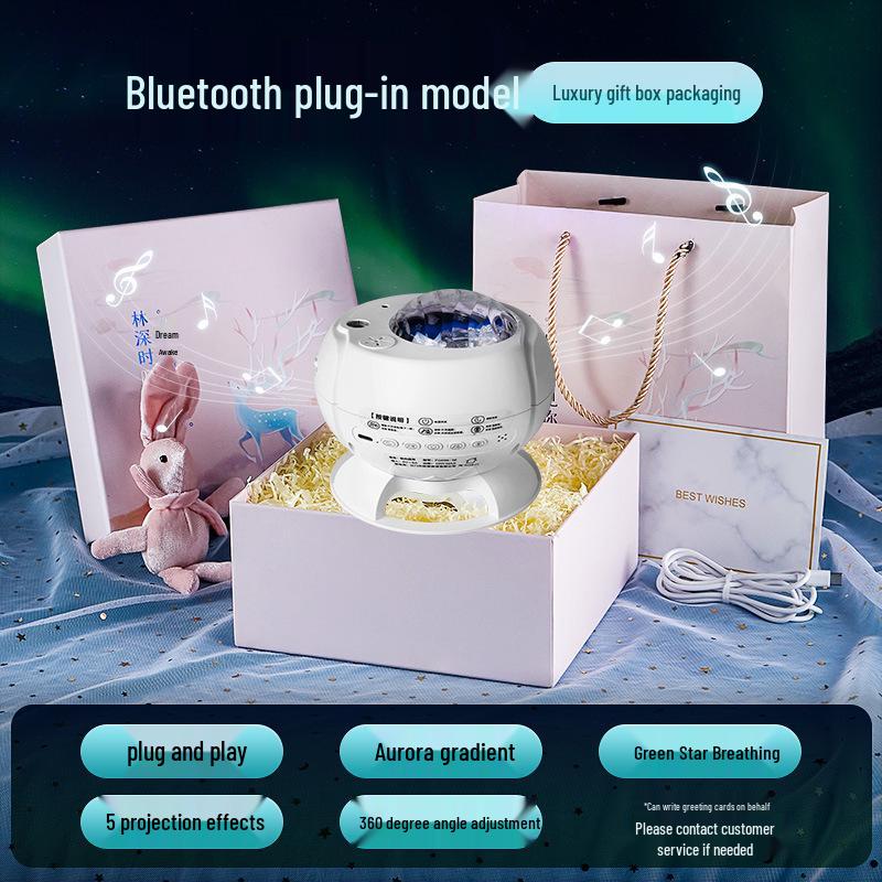 Aurora Bluetooth Colorful Star Projector Night Light - Romantic Bedside Atmosphere Gift